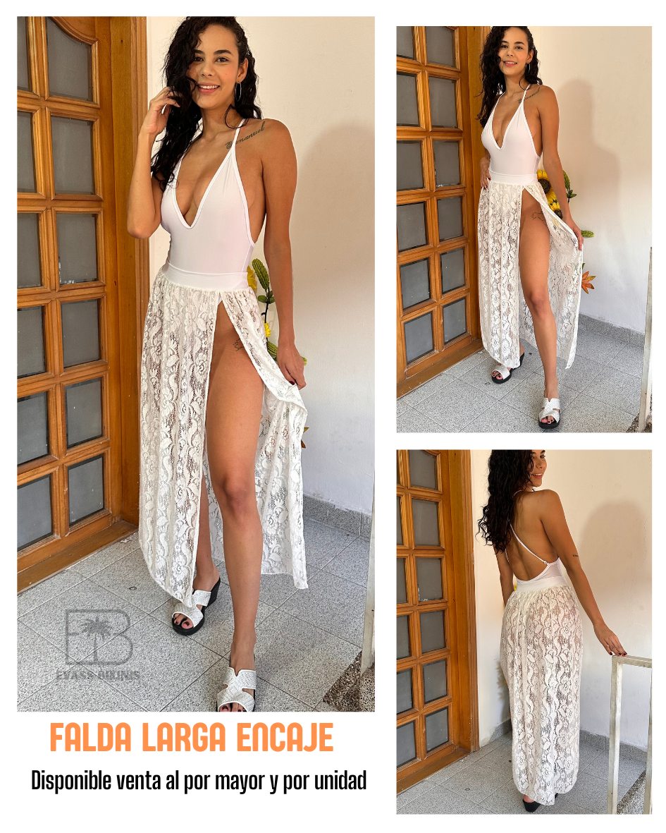 S-falda encaje blanca